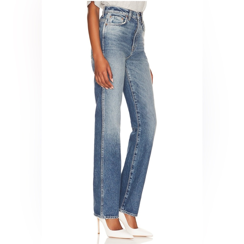 GRLFRND Sara High Rise Slim Straight Jeans.